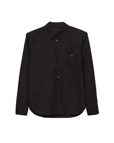 Prada Men's Poplin Chest-Logo Sport Shirt | Thumbnail 1 Prada Men's Poplin Chest-Logo Sport Shirt | Thumbnail 1