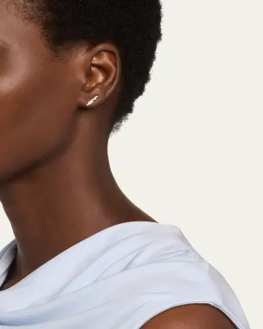 Sydney Evan 14K White Gold Small Cocktail Bar Stud Earring, Single | Thumbnail 2 Sydney Evan 14K White Gold Small Cocktail Bar Stud Earring, Single | Thumbnail 2