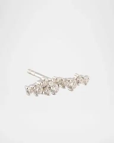 Sydney Evan 14K White Gold Small Cocktail Bar Stud Earring, Single | Thumbnail 6 Sydney Evan 14K White Gold Small Cocktail Bar Stud Earring, Single | Thumbnail 6