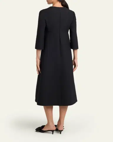 Valentino Garavani Crystal Velvet Bow 3/4-Sleeve Midi Dress | Thumbnail 3