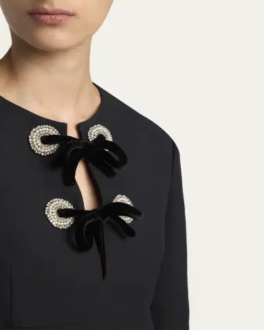 Valentino Garavani Crystal Velvet Bow 3/4-Sleeve Midi Dress | Thumbnail 5