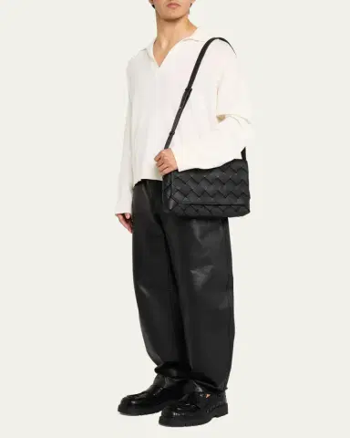 Bottega Veneta Men's Diago Large Intreccio Leather Crossbody Bag | Thumbnail 3 Bottega Veneta Men's Diago Large Intreccio Leather Crossbody Bag | Thumbnail 3