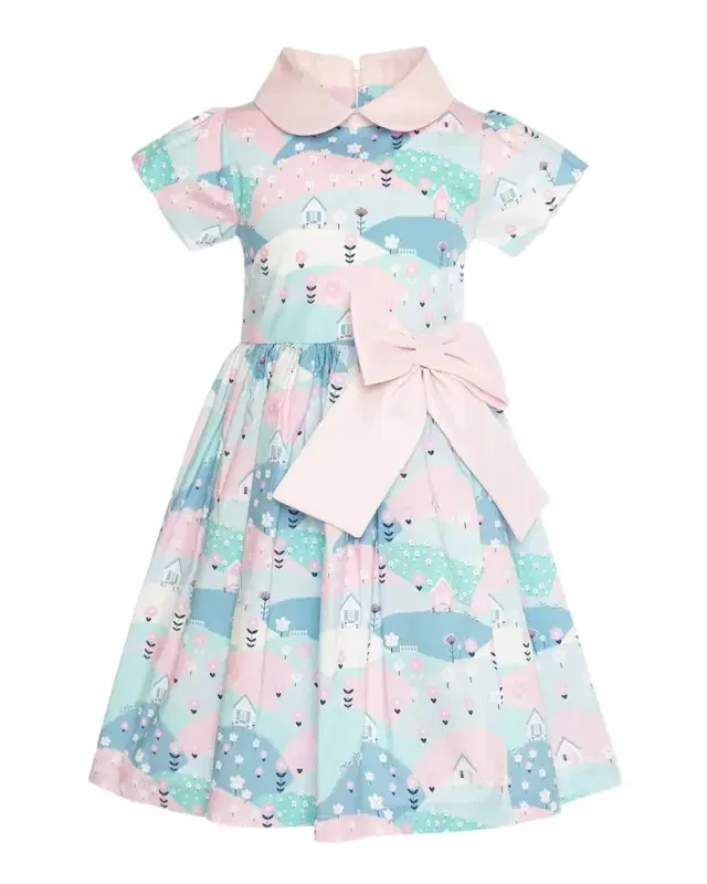 Mama Luma Girl 's Pastel Cotton Poplin Dress, Size 3T-12