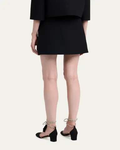 Valentino Garavani V-Logo Wool Crepe Mini Skirt | Thumbnail 3 Valentino Garavani V-Logo Wool Crepe Mini Skirt | Thumbnail 3
