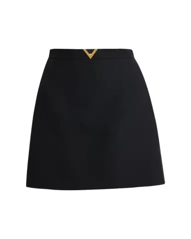 Valentino Garavani V-Logo Wool Crepe Mini Skirt | Thumbnail 1 Valentino Garavani V-Logo Wool Crepe Mini Skirt | Thumbnail 1