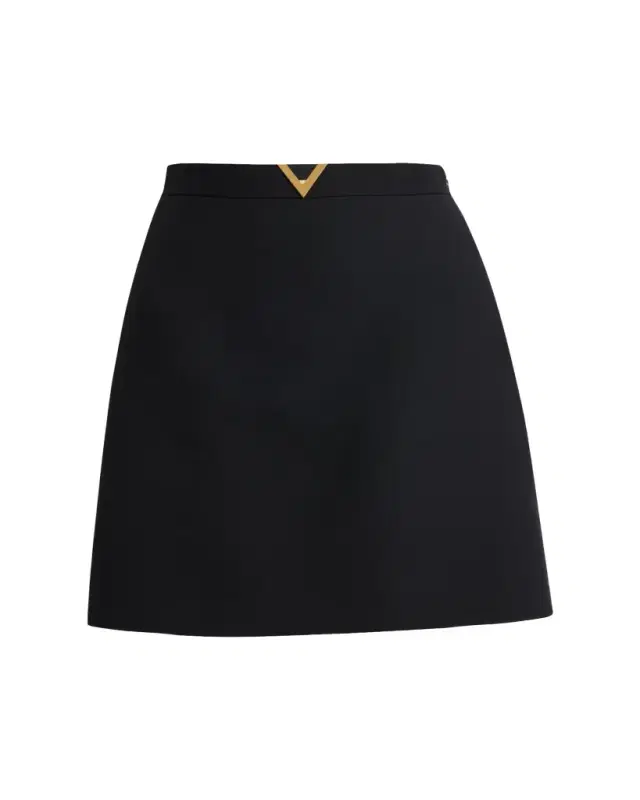 V-Logo Wool Crepe Mini Skirt