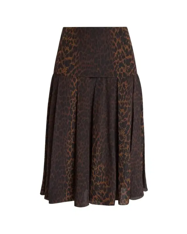 Balenciaga Leopard-Print Silk Godet Midi Skirt