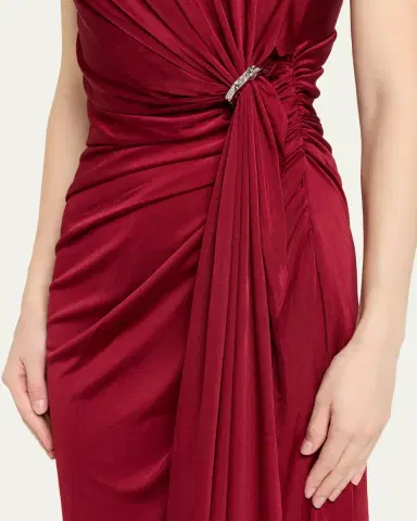 Halston Nadia Strapless Draped Jersey Midi Dress | Thumbnail 5 Halston Nadia Strapless Draped Jersey Midi Dress | Thumbnail 5