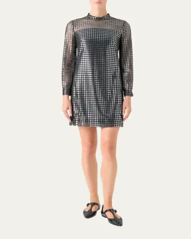 Akris punto Metallic Dot-Embroidered Tulle Mini Dress | Thumbnail 2 Akris punto Metallic Dot-Embroidered Tulle Mini Dress | Thumbnail 2