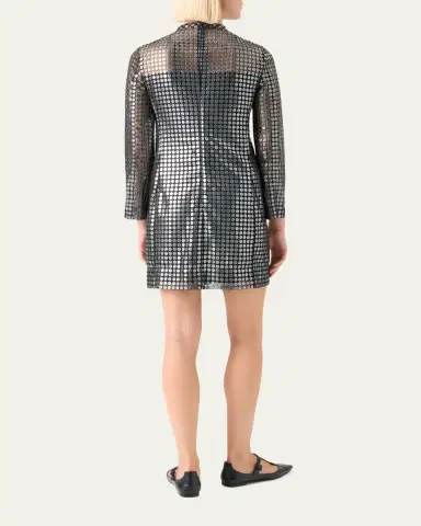 Akris punto Metallic Dot-Embroidered Tulle Mini Dress | Thumbnail 3 Akris punto Metallic Dot-Embroidered Tulle Mini Dress | Thumbnail 3