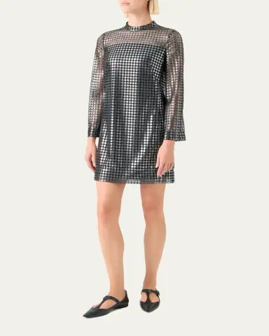Akris punto Metallic Dot-Embroidered Tulle Mini Dress | Thumbnail 4 Akris punto Metallic Dot-Embroidered Tulle Mini Dress | Thumbnail 4