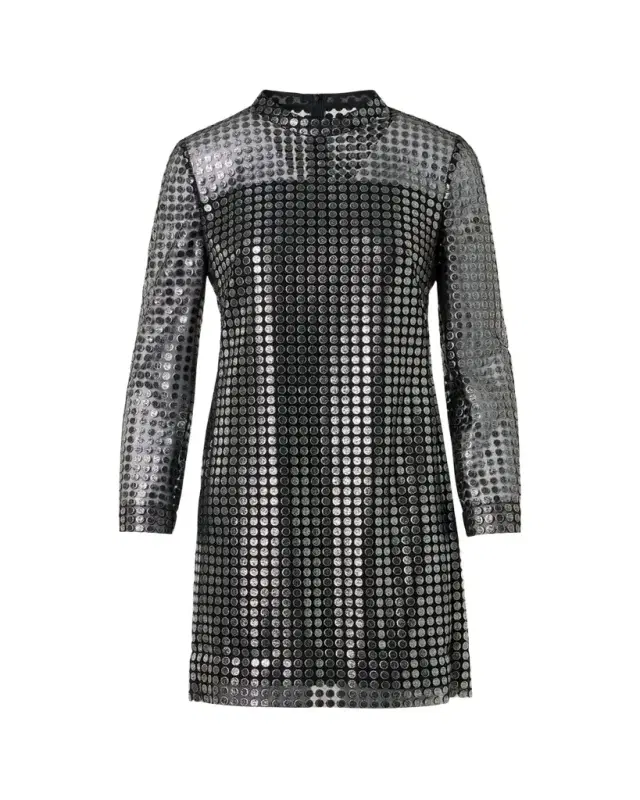 Akris punto Metallic Dot-Embroidered Tulle Mini Dress
