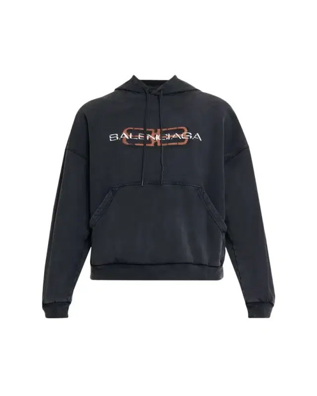 Men's Faded Black Terry BB Stencil Hoodie