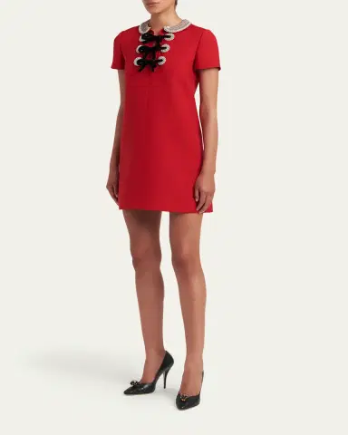 Valentino Garavani Embroidered Velvet Bow Midi Dress | Thumbnail 4 Valentino Garavani Embroidered Velvet Bow Midi Dress | Thumbnail 4
