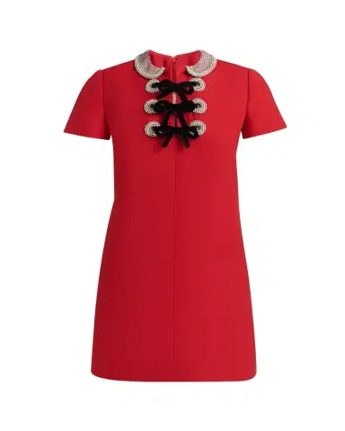 Valentino Garavani Embroidered Velvet Bow Midi Dress | Thumbnail 1 Valentino Garavani Embroidered Velvet Bow Midi Dress | Thumbnail 1