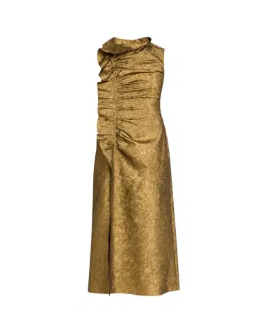 Ulla Johnson Demetria Metallic Sleeveless Ruched Midi Dress | Thumbnail 1