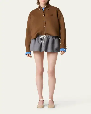 Miu Miu Drawstring Cashmere-Wool Mini Skirt | Thumbnail 2 Miu Miu Drawstring Cashmere-Wool Mini Skirt | Thumbnail 2