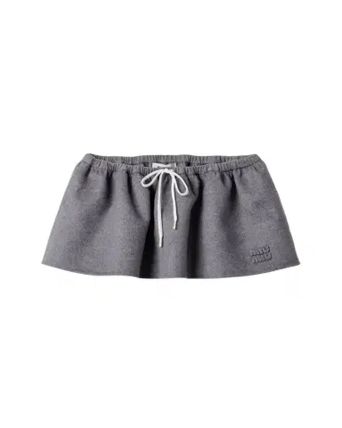 Miu Miu Drawstring Cashmere-Wool Mini Skirt | Thumbnail 1 Miu Miu Drawstring Cashmere-Wool Mini Skirt | Thumbnail 1
