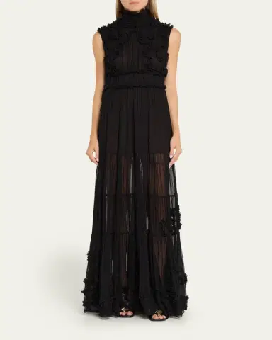 Ulla Johnson Verona Smocked Silk Turtleneck Gown | Thumbnail 2