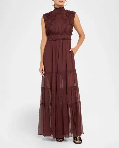 Ulla Johnson Verona Smocked Silk Turtleneck Gown | Thumbnail 12
