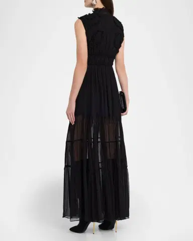 Ulla Johnson Verona Smocked Silk Turtleneck Gown | Thumbnail 15