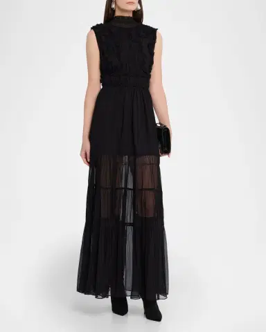 Ulla Johnson Verona Smocked Silk Turtleneck Gown | Thumbnail 16