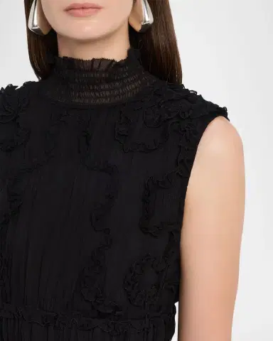 Ulla Johnson Verona Smocked Silk Turtleneck Gown | Thumbnail 17