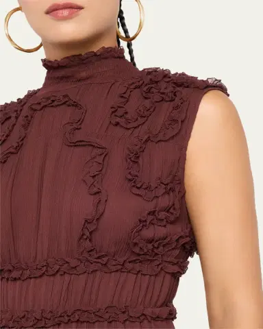 Ulla Johnson Verona Smocked Silk Turtleneck Gown | Thumbnail 9