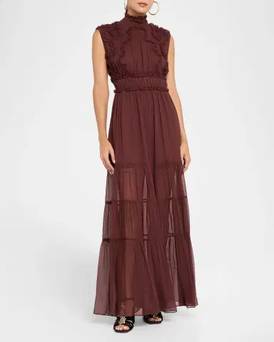 Ulla Johnson Verona Smocked Silk Turtleneck Gown | Thumbnail 10