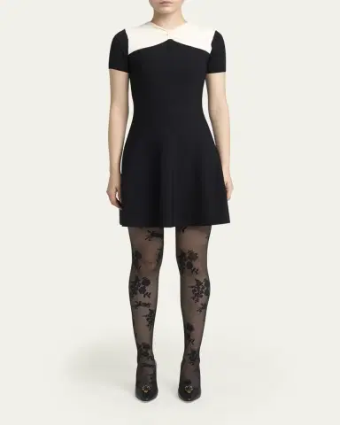 Valentino Garavani Bow-Neck Knit Short-Sleeve Mini Dress | Thumbnail 2 Valentino Garavani Bow-Neck Knit Short-Sleeve Mini Dress | Thumbnail 2