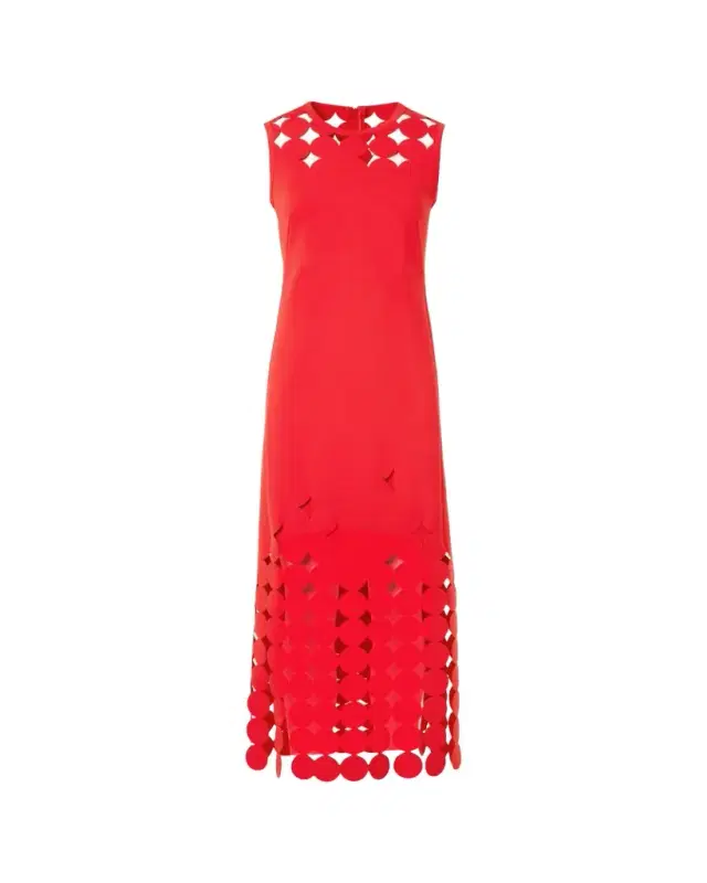 Dot Cut-Out Jersey Sleeveless Midi Dress