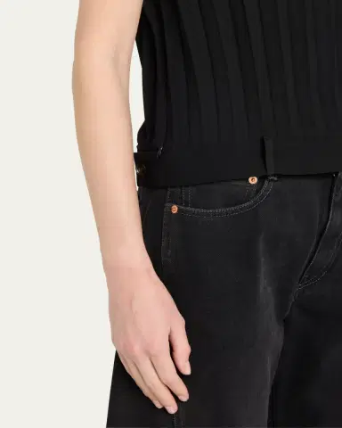 MM6 MAISON MARGIELA High-Neck Wide Ribbed Top | Thumbnail 4