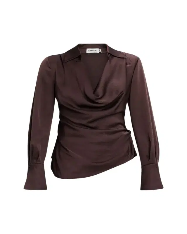 Symone Long-Sleeve Cowl-Neck Top
