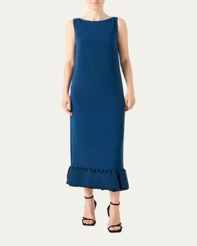 Akris punto Dot Ruffle Sleeveless Midi Dress | Thumbnail 2 Akris punto Dot Ruffle Sleeveless Midi Dress | Thumbnail 2