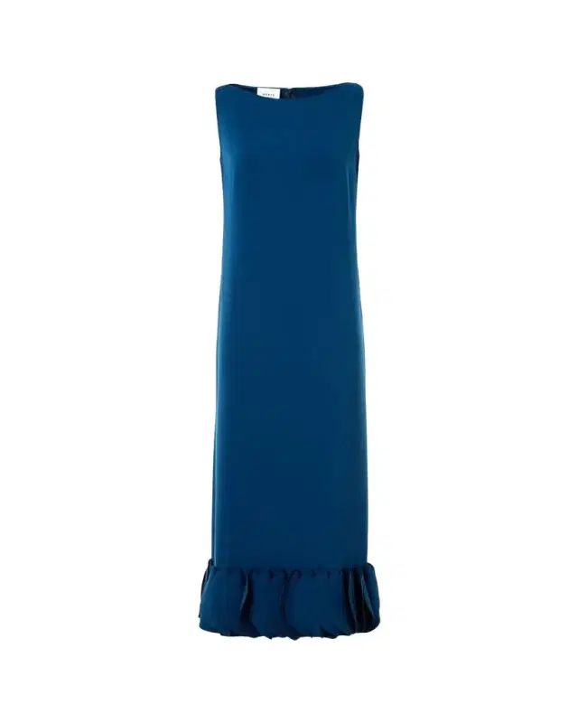 Akris punto Dot Ruffle Sleeveless Midi Dress