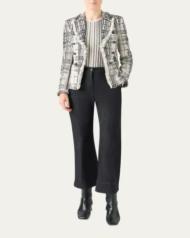 Akris punto Fringed Boucle Tweed Double-Breasted Blazer | Thumbnail 2 Akris punto Fringed Boucle Tweed Double-Breasted Blazer | Thumbnail 2