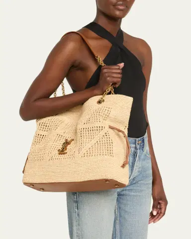 Saint Laurent Jamie YSL Shopper Tote Bag in Woven Raffia | Thumbnail 2 Saint Laurent Jamie YSL Shopper Tote Bag in Woven Raffia | Thumbnail 2