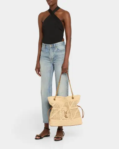 Saint Laurent Jamie YSL Shopper Tote Bag in Woven Raffia | Thumbnail 8 Saint Laurent Jamie YSL Shopper Tote Bag in Woven Raffia | Thumbnail 8