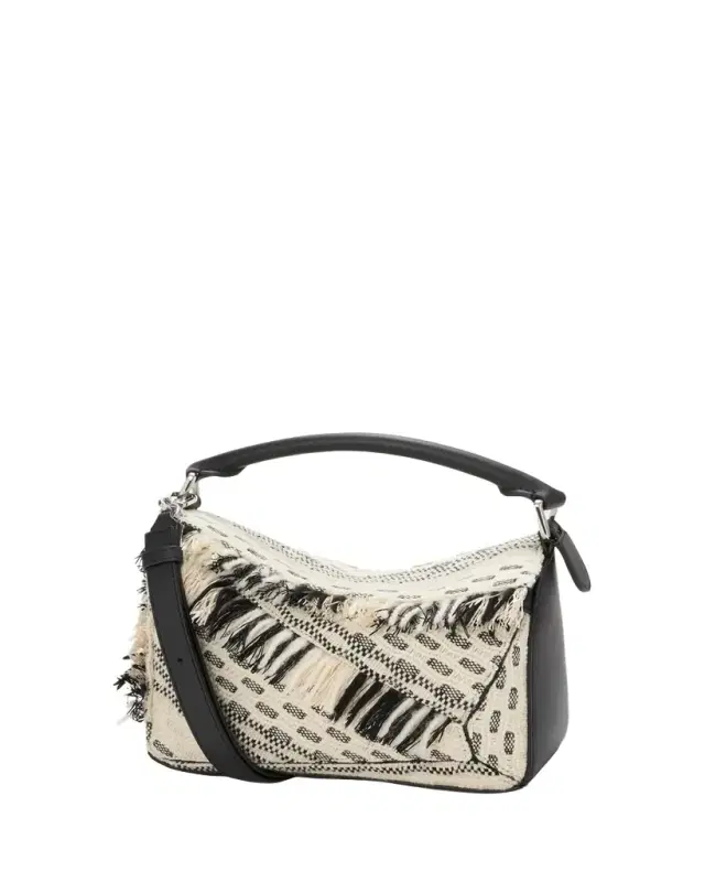 x Albers Puzzle Small Fringe Shoulder Bag in Woven Textile