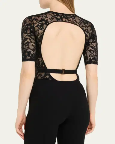 Kiki de Montparnasse Sophie Open-Back Stretch Lace Bodysuit | Thumbnail 3