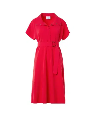 Akris punto Short-Sleeve Belted Snap-Slit Midi Shirtdress | Thumbnail 1 Akris punto Short-Sleeve Belted Snap-Slit Midi Shirtdress | Thumbnail 1