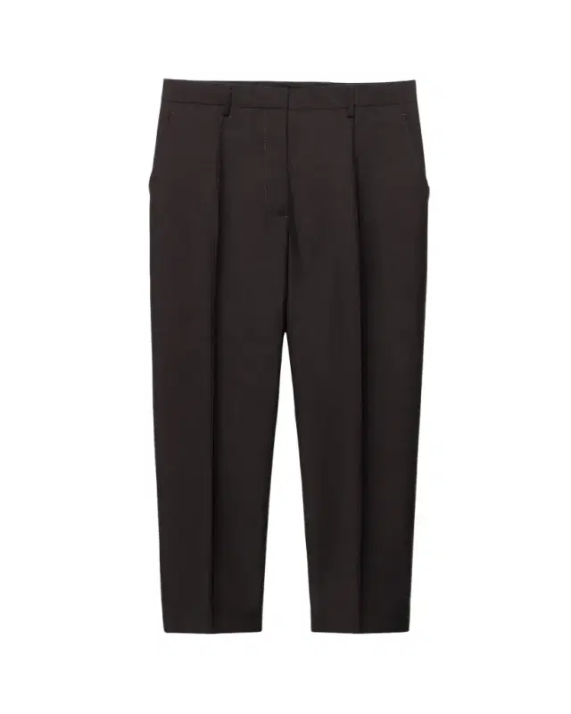 Cropped Wool Check Tailored Pants