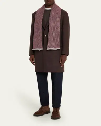 Brunello Cucinelli Men's Cashmere Chevron Scarf | Thumbnail 2 Brunello Cucinelli Men's Cashmere Chevron Scarf | Thumbnail 2