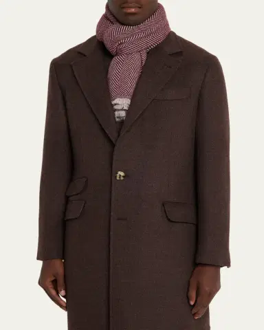 Brunello Cucinelli Men's Cashmere Chevron Scarf | Thumbnail 3 Brunello Cucinelli Men's Cashmere Chevron Scarf | Thumbnail 3