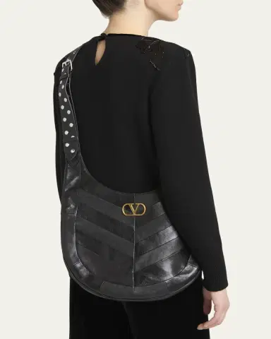 Valentino Garavani Hoboho Studded Patchwork Leather Hobo Bag | Thumbnail 7