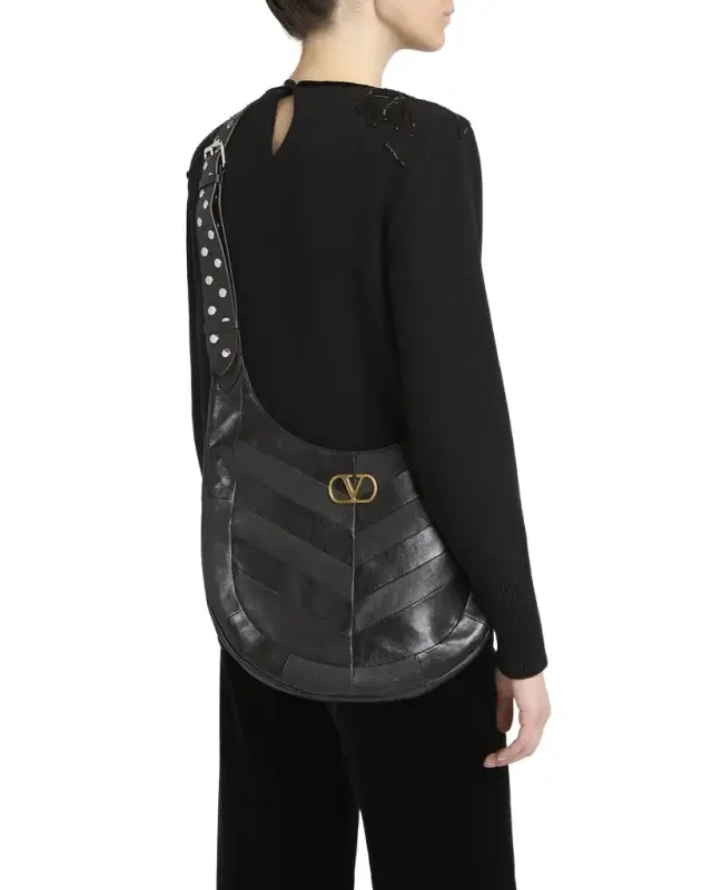 Hoboho Studded Patchwork Leather Hobo Bag Hoboho Studded Patchwork Leather Hobo Bag