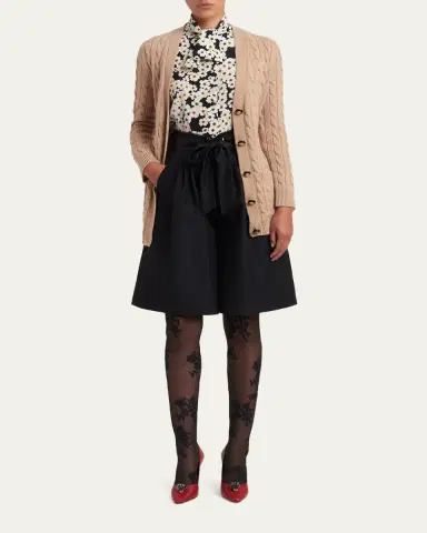 Valentino Garavani Cable-Knit Longline Cashmere Cardigan | Thumbnail 2 Valentino Garavani Cable-Knit Longline Cashmere Cardigan | Thumbnail 2
