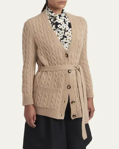 Valentino Garavani Cable-Knit Longline Cashmere Cardigan | Thumbnail 4 Valentino Garavani Cable-Knit Longline Cashmere Cardigan | Thumbnail 4