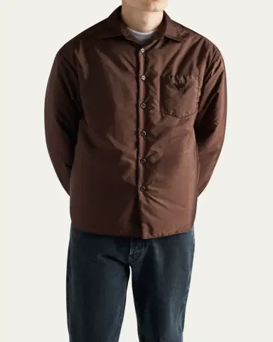 Prada Men's Re-Nylon Padded Button-Down Shirt | Thumbnail 3