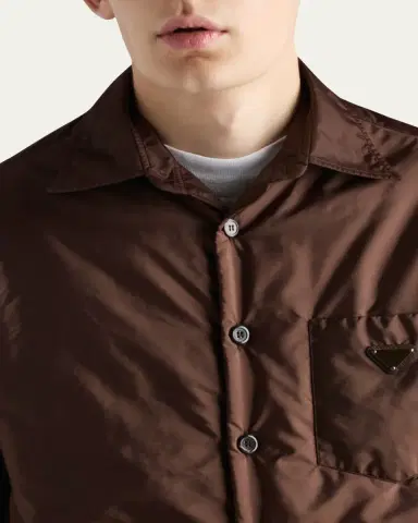 Prada Men's Re-Nylon Padded Button-Down Shirt | Thumbnail 4